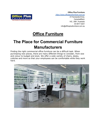 Office Furniture - The Place for Commercial Furniture Manufacturers