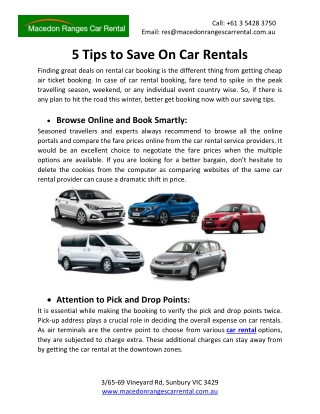 5 Tips To Save On Car Rentals