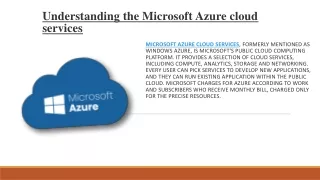 Understanding the Microsoft Azure cloud services