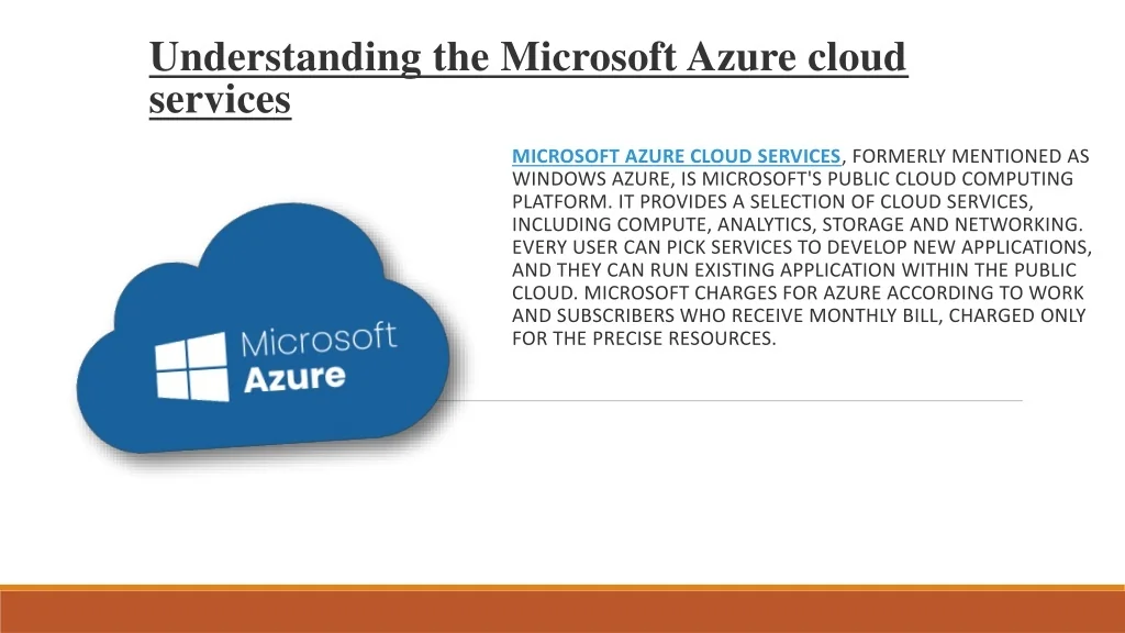 PPT - Understanding the Microsoft Azure cloud services PowerPoint ...