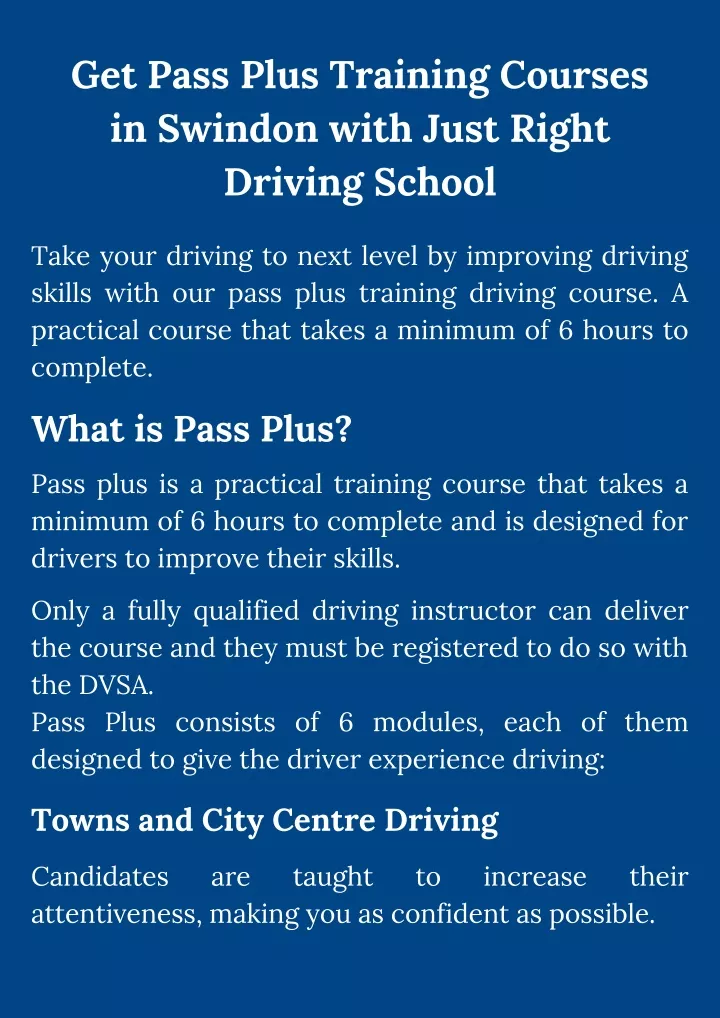 get pass plus training courses in swindon with