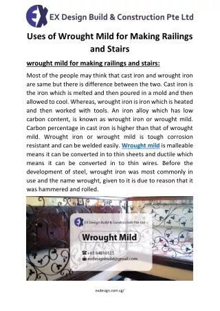wrought mild for making railings and stairs