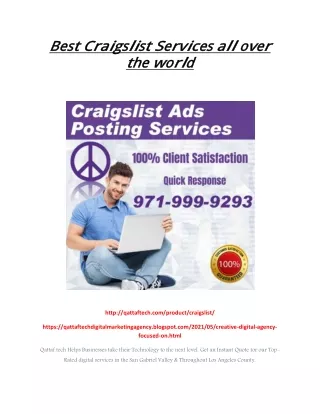 The Best Advertising on Craigslist service all over the world