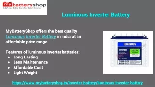 Best Selling Luminous Inverter Battery