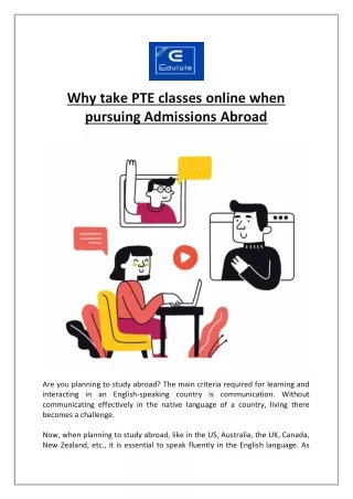 Why take PTE classes online when pursuing Admissions Abroad