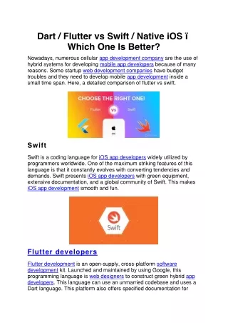 dart flutter vs swift native ios which