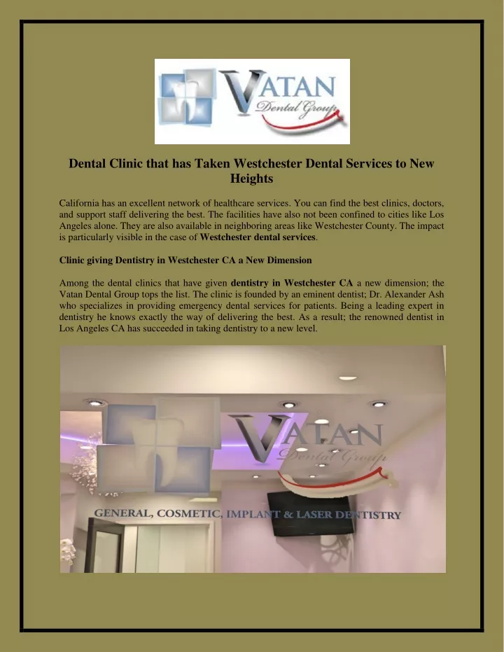 dental clinic that has taken westchester dental