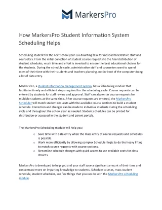 how markerspro student information system