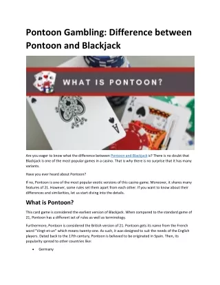 pontoon gambling difference between pontoon