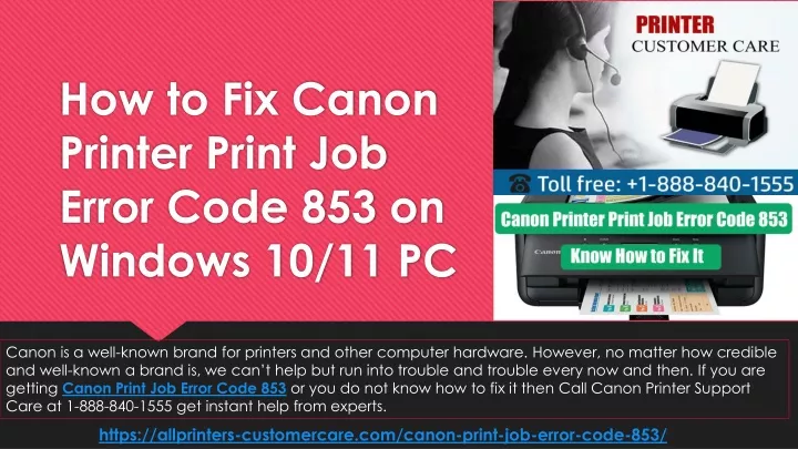 how to fix canon printer print job error code