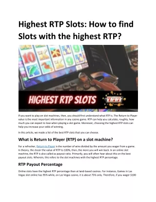 highest rtp slots how to find slots with