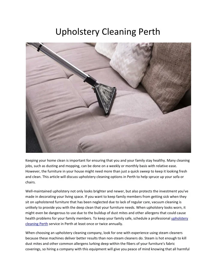 PPT Upholstery Cleaning Perth PowerPoint Presentation, free download