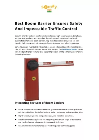 Best Boom Barrier Ensures Safety And Impeccable Traffic Control