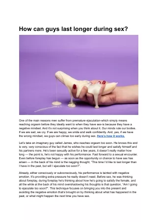 How can guys last longer during sex