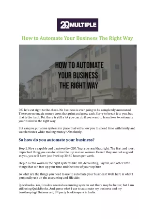 How to Automate Your Business The Right Way