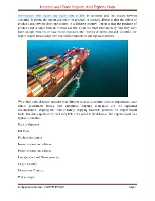International Trade Imports And Exports Data