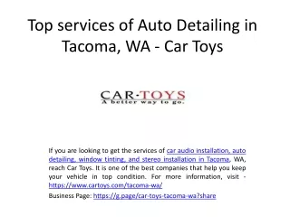 Top services of Auto Detailing in Tacoma, WA - Car Toys