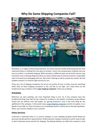 Why Do Some Shipping Companies Fail?