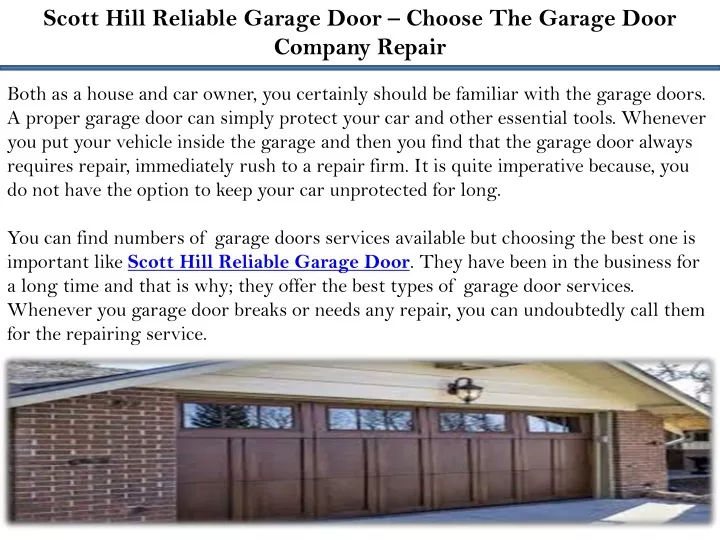 scott hill reliable garage door choose the garage