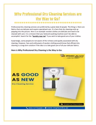 why professional dry cleaning services