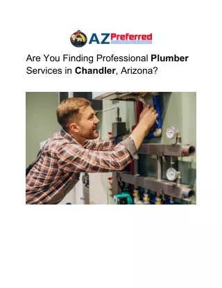 Are You Finding Professional Plumber Services in Chandler, Arizona?