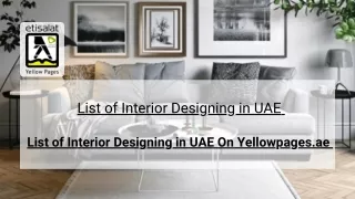 List of Interior Designing in UAE On Yellowpages.ae