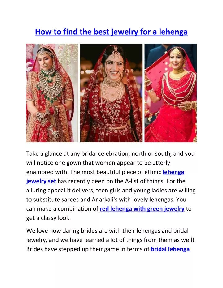how to find the best jewelry for a lehenga