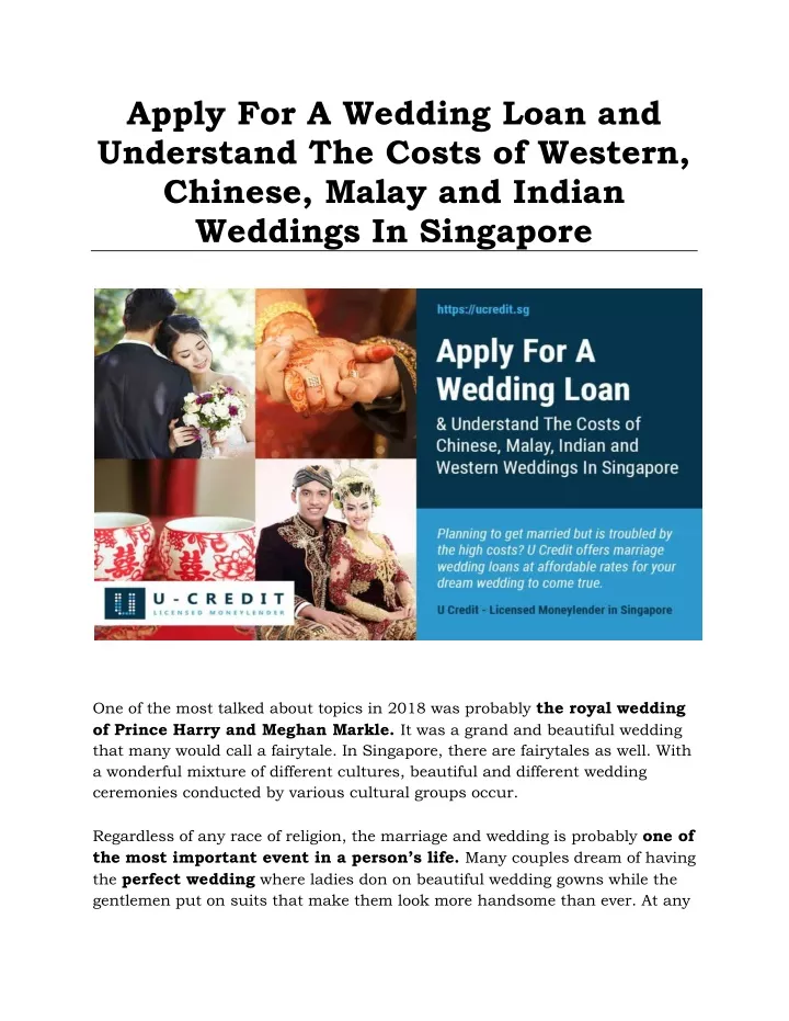 apply for a wedding loan and understand the costs
