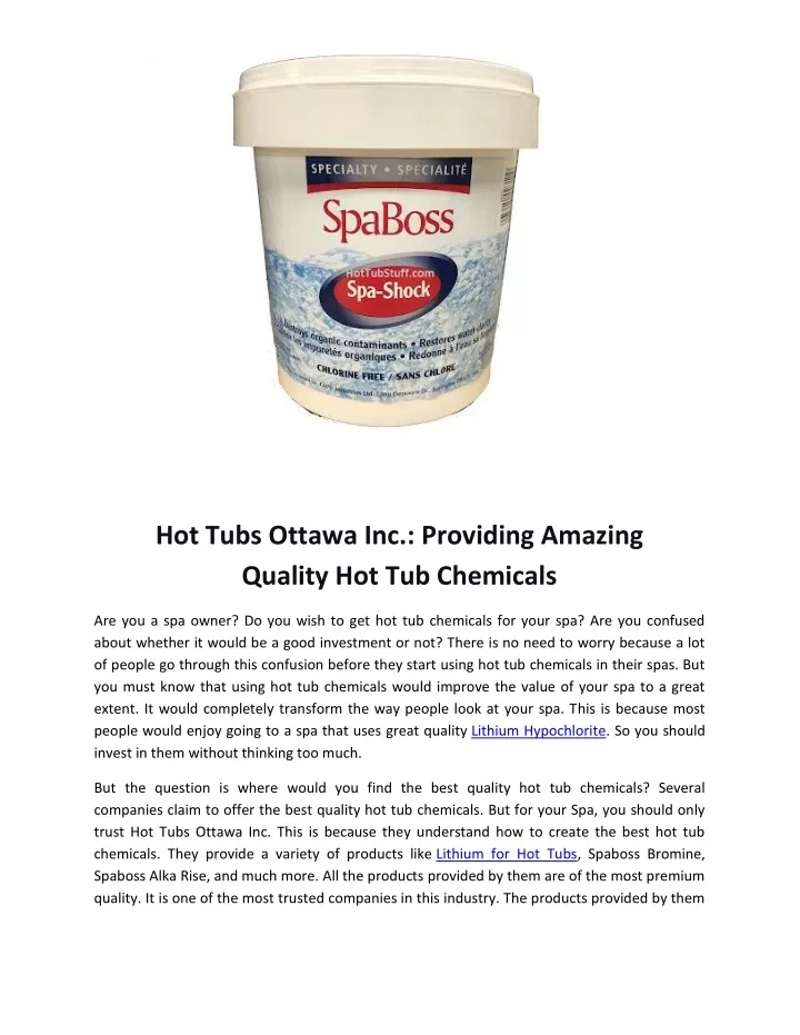 hot tubs ottawa inc providing amazing quality