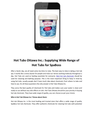 Hot Tubs Ottawa Inc Supplying Wide Range of Hot Tubs for SpaBoss