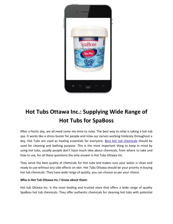 hot tubs ottawa inc supplying wide range