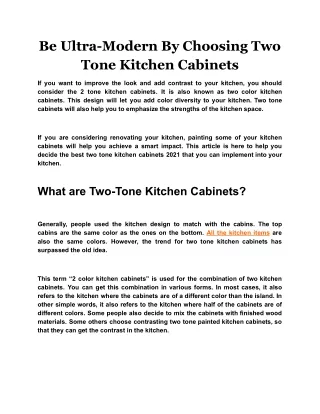 Be Ultra-Modern By Choosing Two Tone Kitchen Cabinets