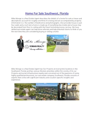 Home For Sale Southwest, Florida