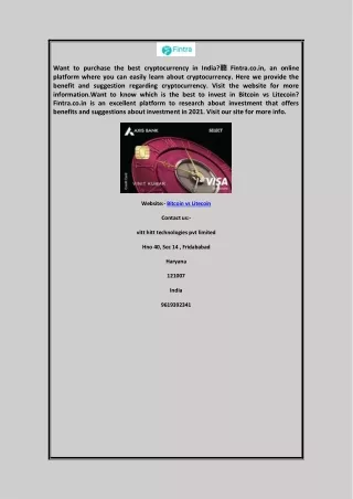 Bitcoin Vs Litecoin  Fintra.co.in