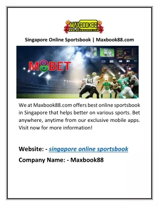 Singapore Online Sportsbook | Maxbook88.com