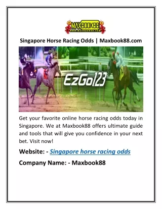 Singapore Horse Racing Odds | Maxbook88.com