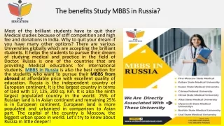 The benefits Study MBBS in Russia