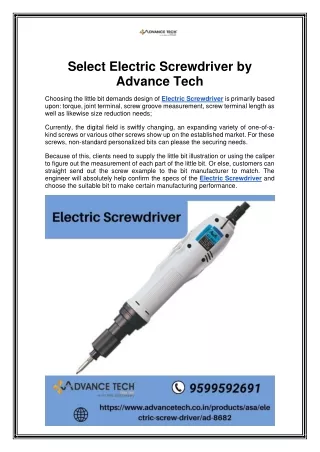 select electric screwdriver by advance tech
