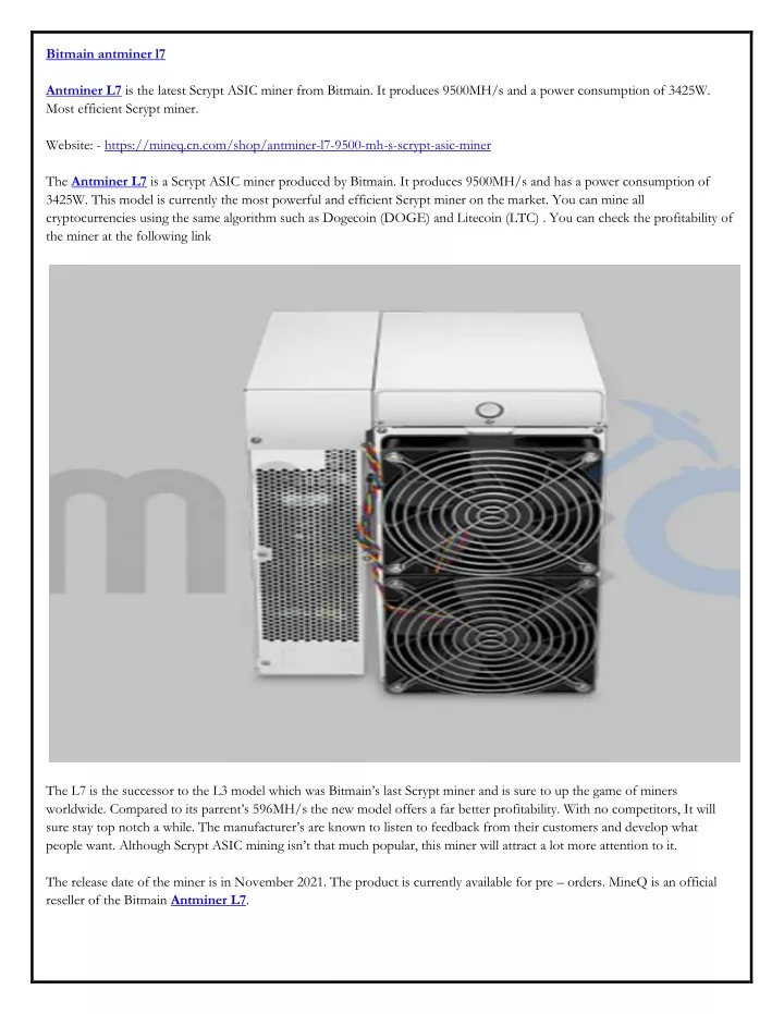 bitmain antminer l7 antminer l7 is the latest