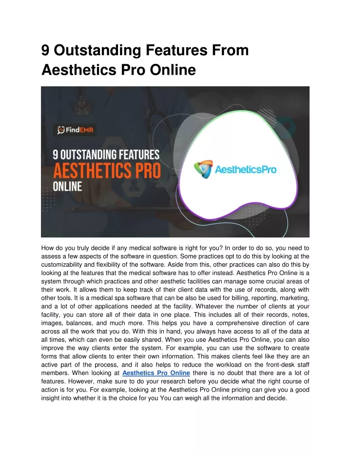 9 outstanding features from aesthetics pro online