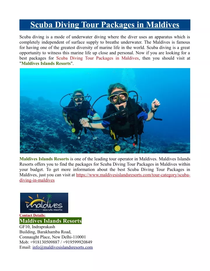 scuba diving tour packages in maldives