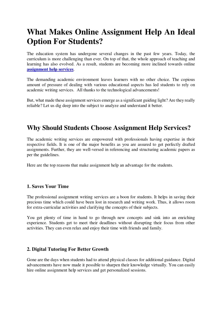 what makes online assignment help an ideal option