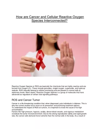 how are cancer and cellular reactive oxygen