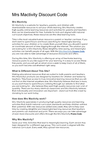 mrs mactivity discount code