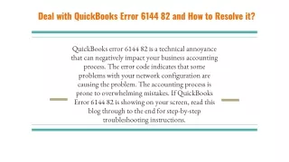 Deal with QuickBooks Error 6144 82 and How to Resolve it_