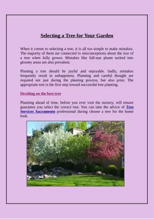 selecting a tree for your garden
