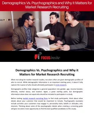 Demographics Vs Psychographics and Why it Matters for Market Research Recruiting