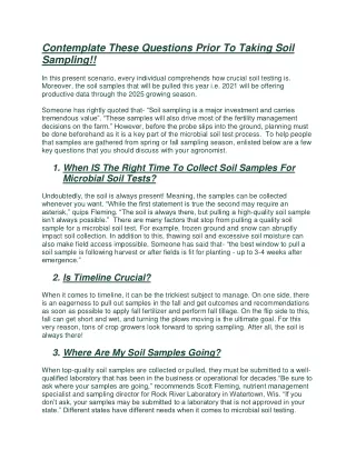 contemplate these questions prior to taking soil