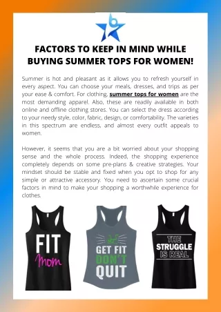 Factors to Keep in Mind While Buying Summer Tops for Women!