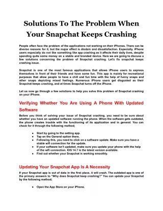 solutions to the problem when your snapchat keeps